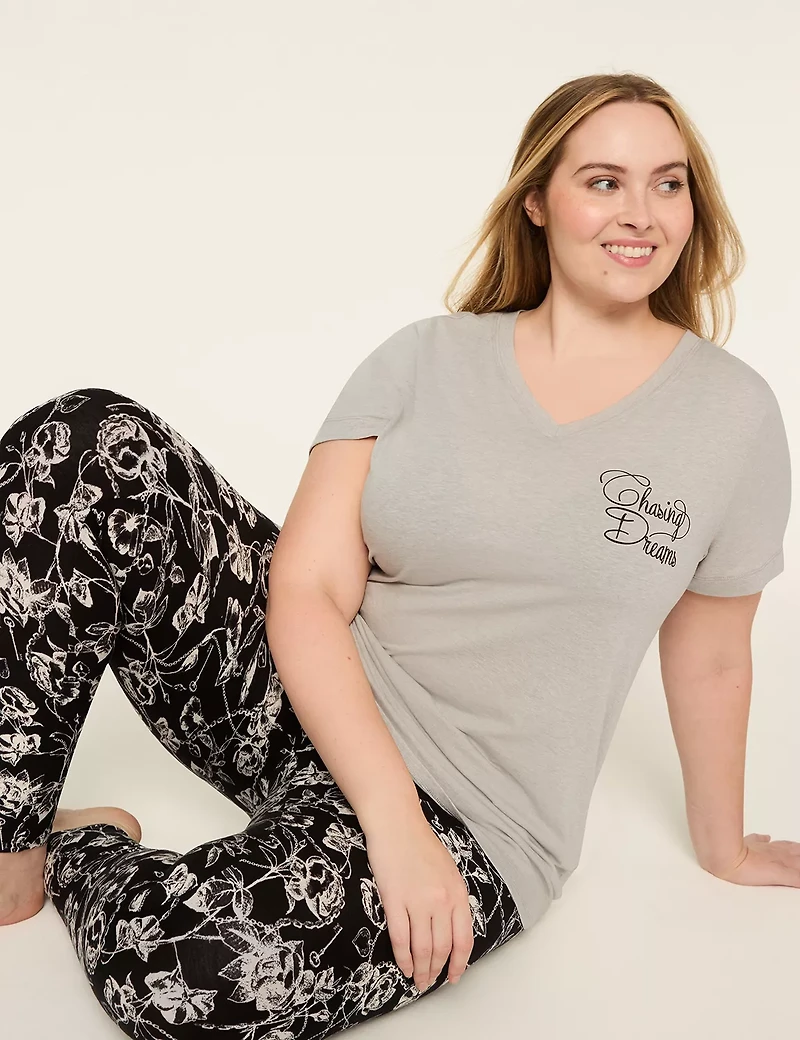 Comfy Cotton Short-Sleeve Tunic & Legging PJ Set