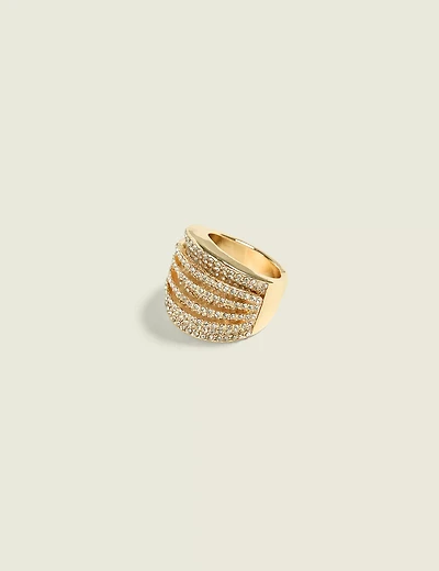 Goldtone & Pave Statement Ring