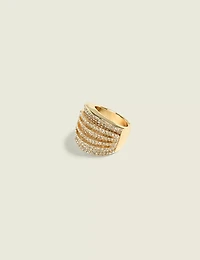 Goldtone & Pave Statement Ring