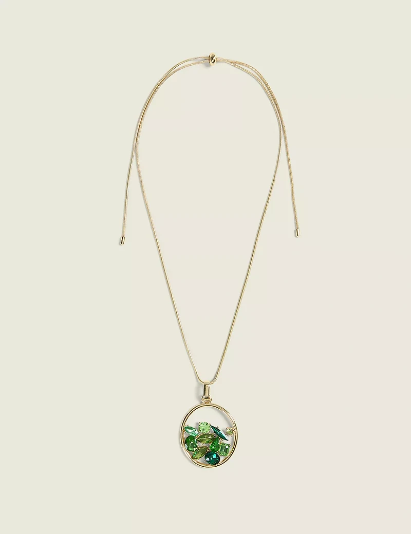 Green Abstract Circle Pendant Necklace