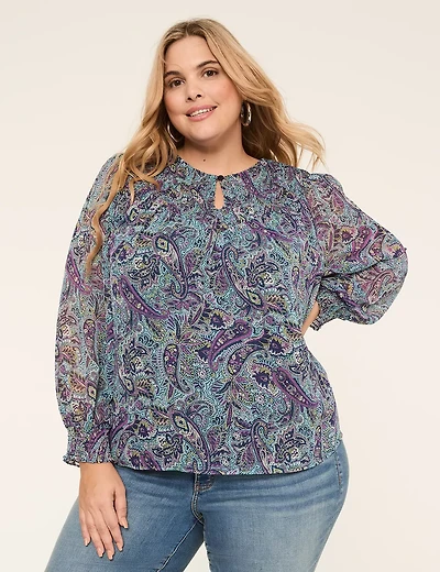 Relaxed Notch-Neck Popover Blouse