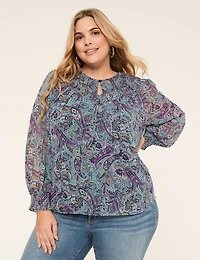 Relaxed Notch-Neck Popover Blouse