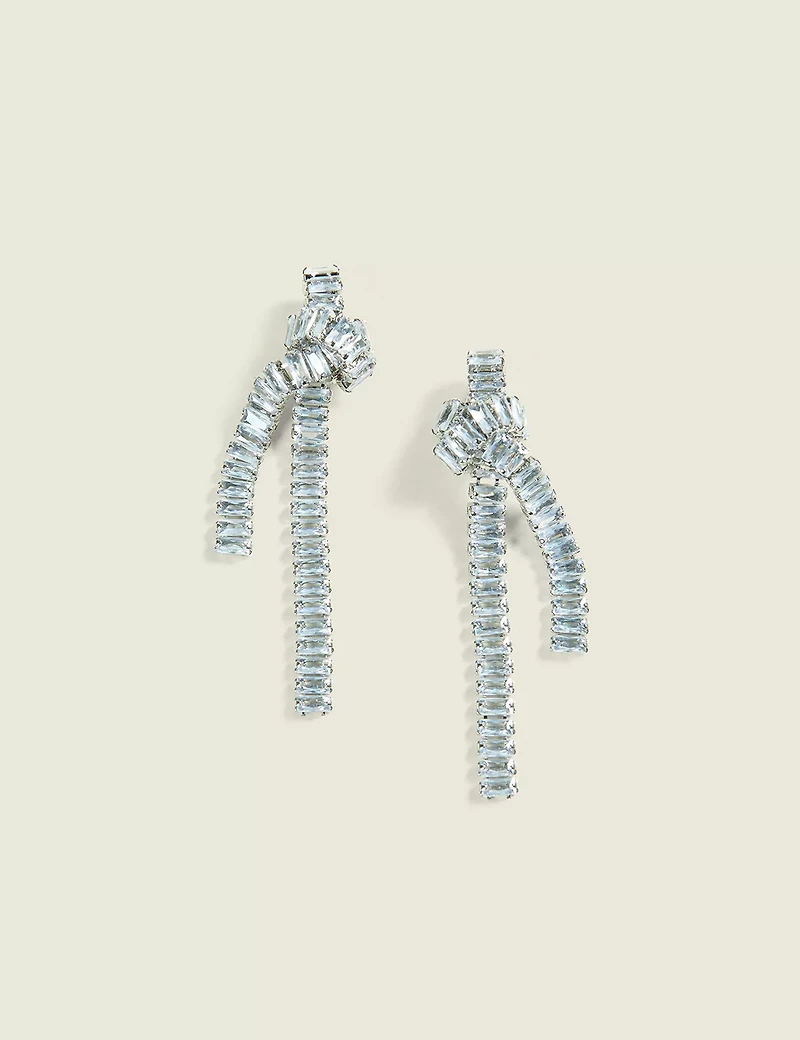 Silvertone & Imitation Stone Knot Earrings