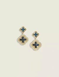 Blue Clover & Pave Drop Earrings