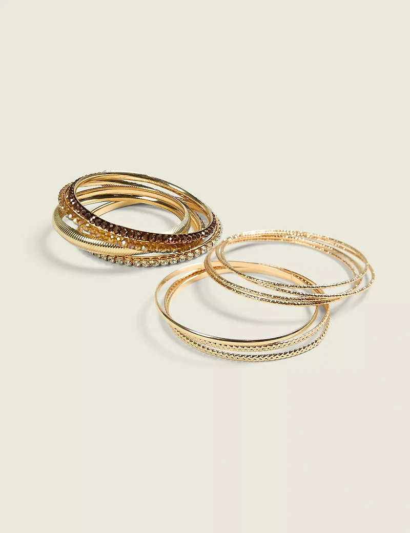 Brown & Bling Bangle Set