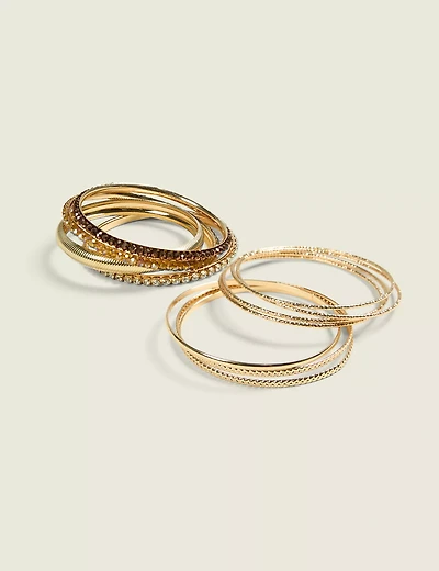 Brown & Bling Bangle Set