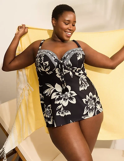 Underwire Balconette Tassel Tie Tankini Top