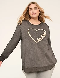 Chenille & Sequin Be Kind Heart Graphic Sweatshirt