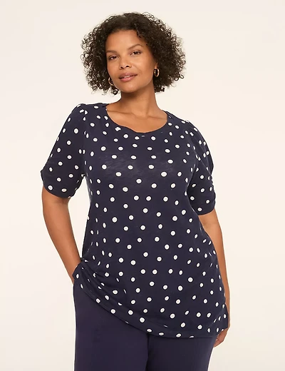 Elbow-Sleeve Boatneck Top