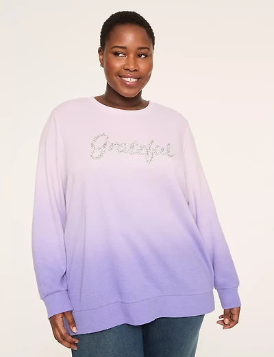 Sequin Grateful Dip Dye Graphic Sweatshirt