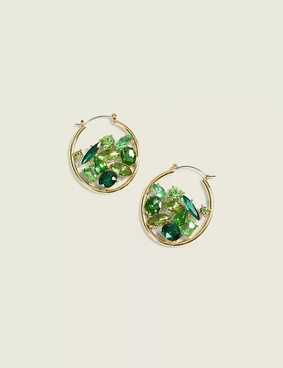 Green Abstract Circle Drop Earrings