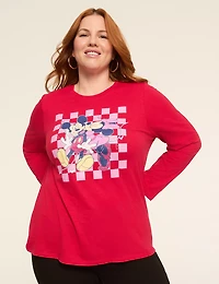 Glitter Mickey & Minnie Kiss Long-Sleeve Graphic Tee