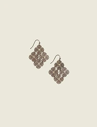 Chocolate Filigree Square Drop Earr