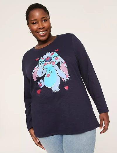 Glitter Stitch Long-Sleeve Graphic Tee