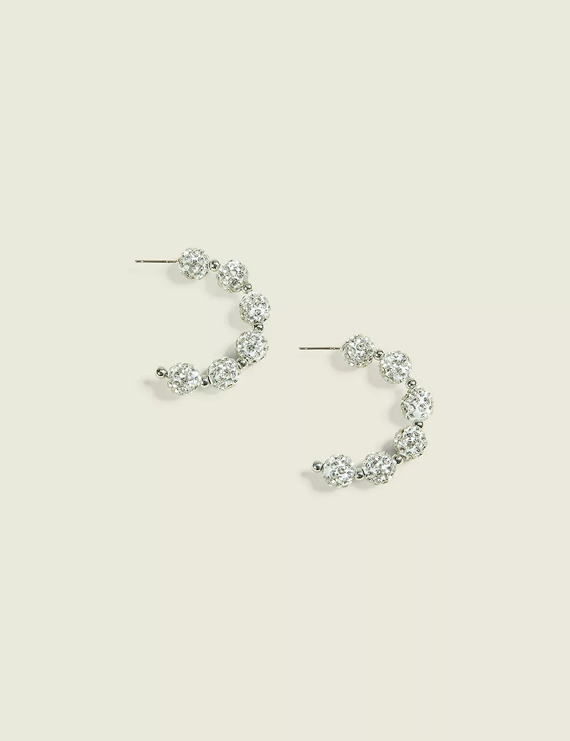 Silver Fireball Hoop Earrings