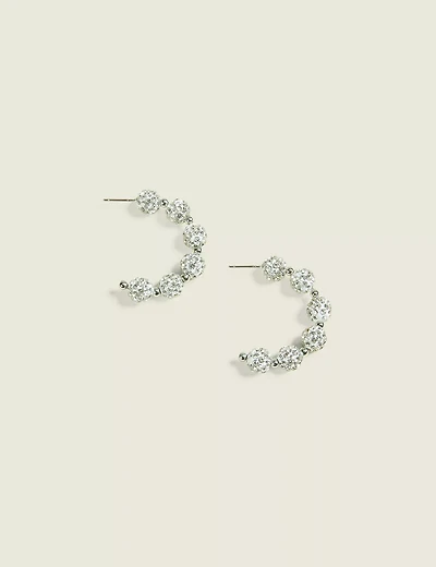 Silver Fireball Hoop Earrings