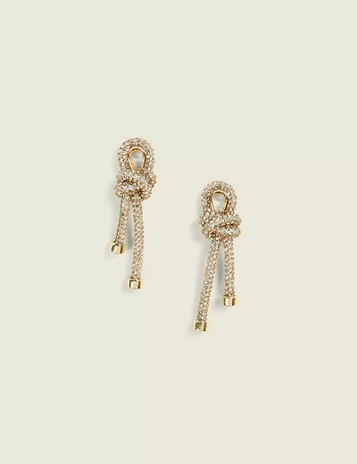 Neutral Knot Pave Drop Earrings