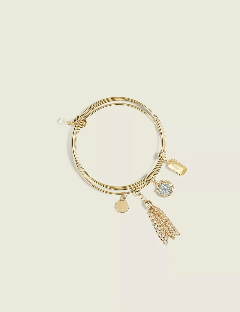 Goldtone Charm Bangle Set