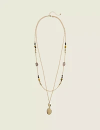 Cheetah Print Multi Row Pendant Nec