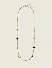 Blue Clover & Pave Long Necklace