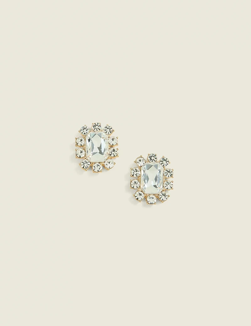 Gold Stone Starburst Stud Earrings