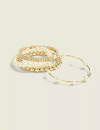 Goldtone & Pearlized Stretch Bracelets