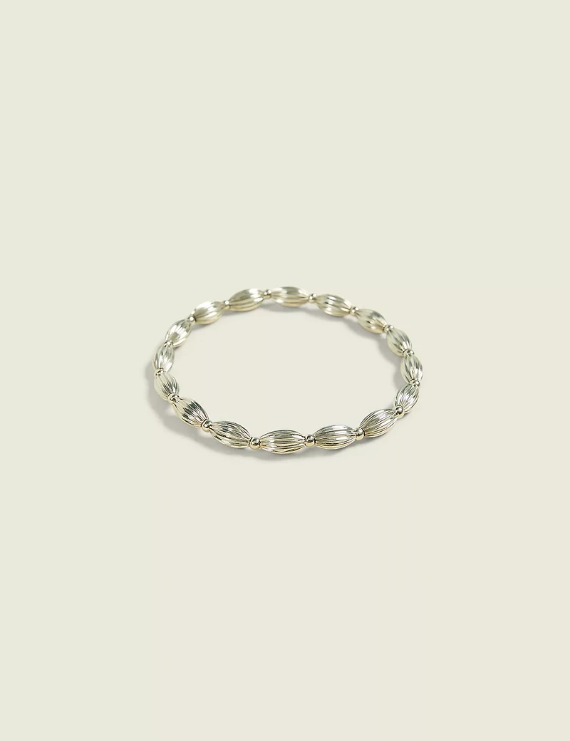 Mixed Texture Silvertone Stretch Bracelet