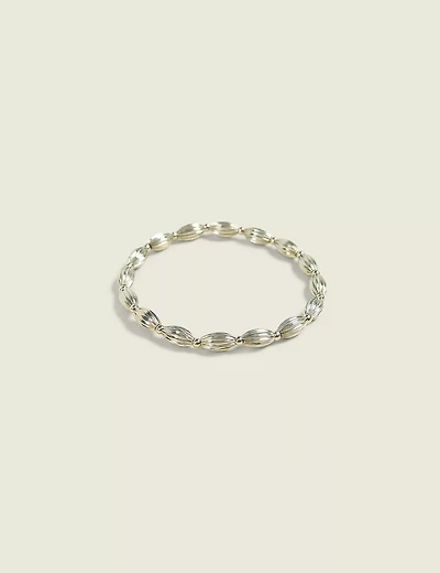 Mixed Texture Silvertone Stretch Bracelet