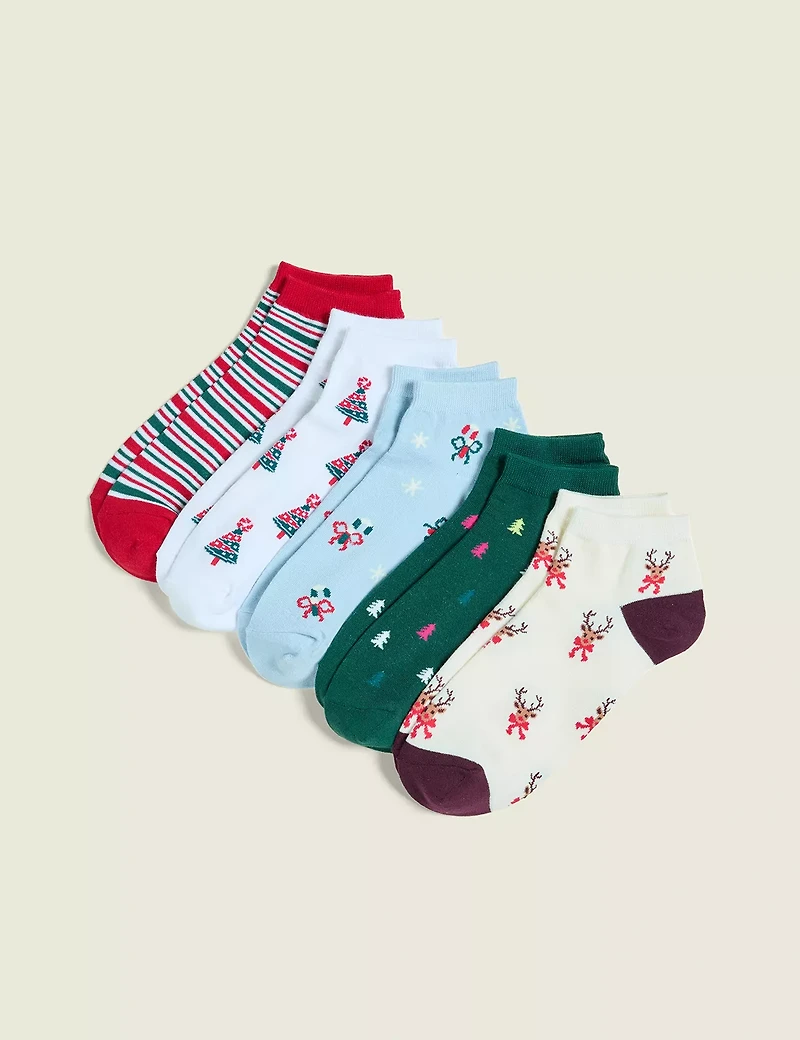 5-Pack Ankle Socks - Holiday Stripes