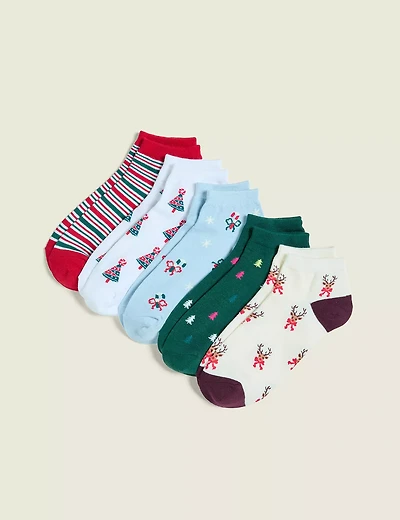 5-Pack Ankle Socks - Holiday Stripes