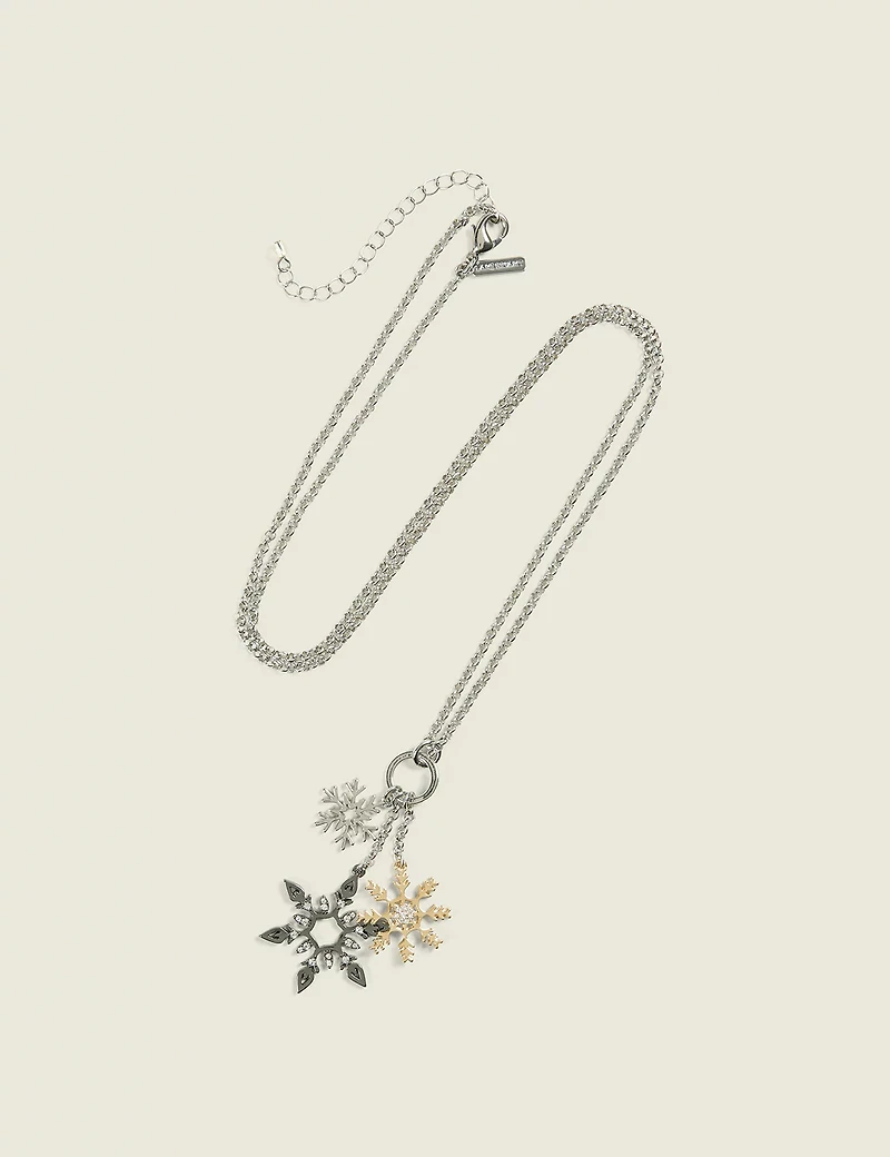 Mixed Metal Snowflake Pendant Necklace