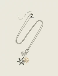 Mixed Metal Snowflake Pendant Necklace