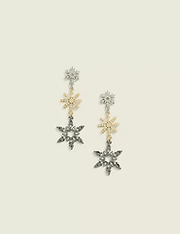 Mixed Metal Snowflake Drop Earrings