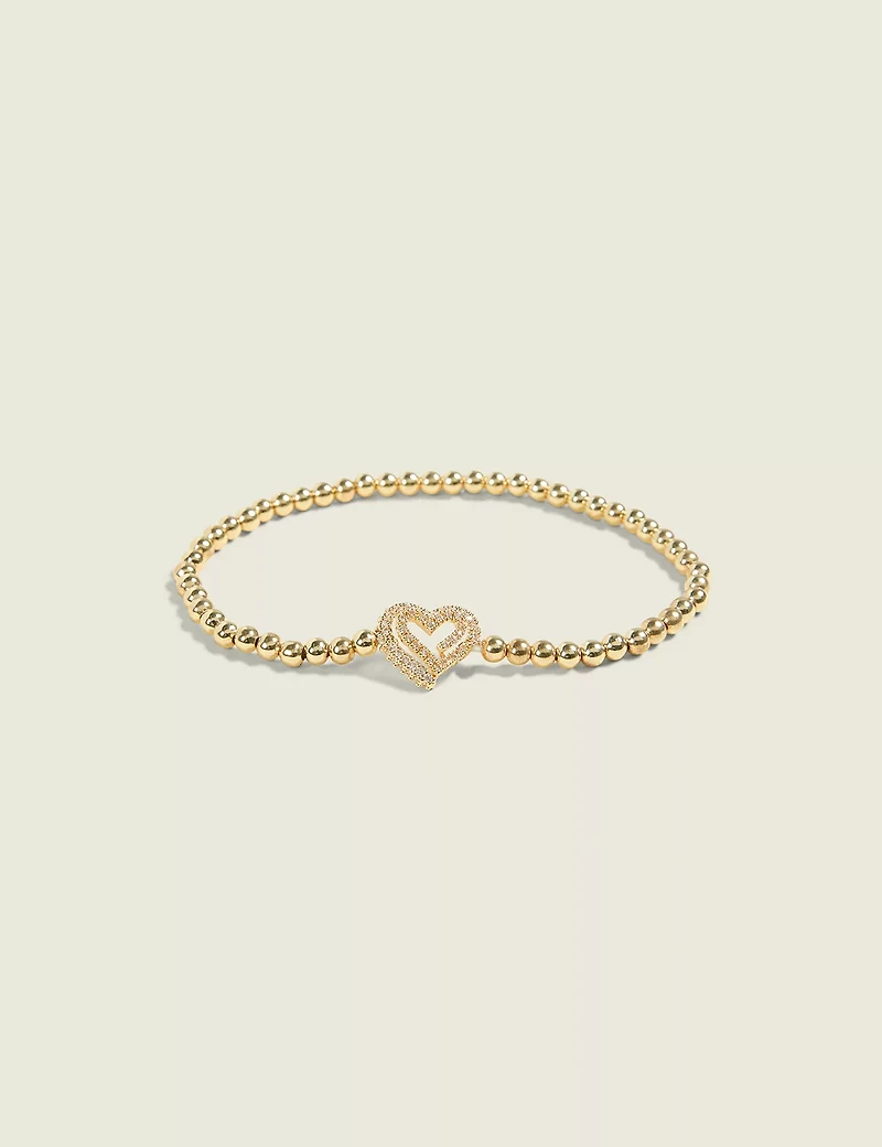 Goldtone Metal Heart Charm Stretch Bracelet