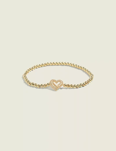 Goldtone Metal Heart Charm Stretch Bracelet