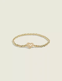 Goldtone Metal Heart Charm Stretch Bracelet