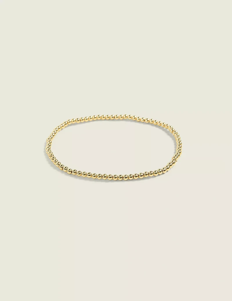 Goldtone Metal Bead-Detail Stretch Bracelet