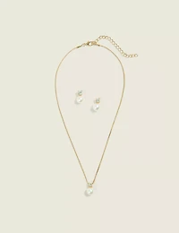 Pearl & Stone Necklace & Earring Se