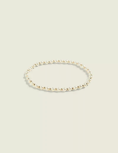 Goldtone & Pearlized Stretch Bracelet