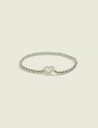 Silvertone Metal Heart Charm Stretch Bracelet