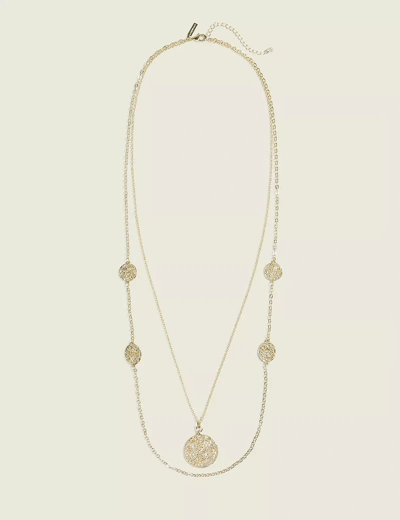 Goldtone Filigree Multi-Row Necklace