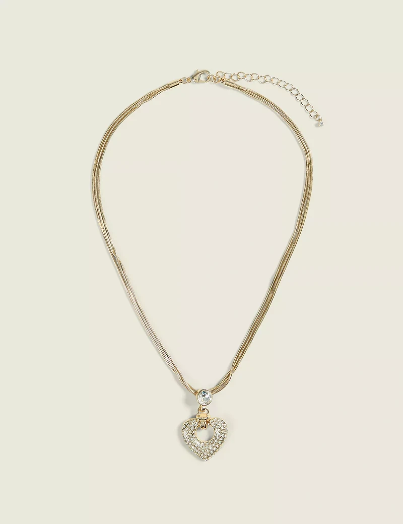 Pave Heart Single Row Necklace