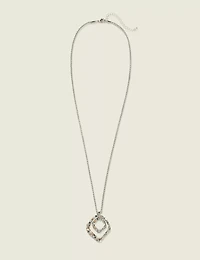 Silvertone Neutral Pave Pendant Necklace