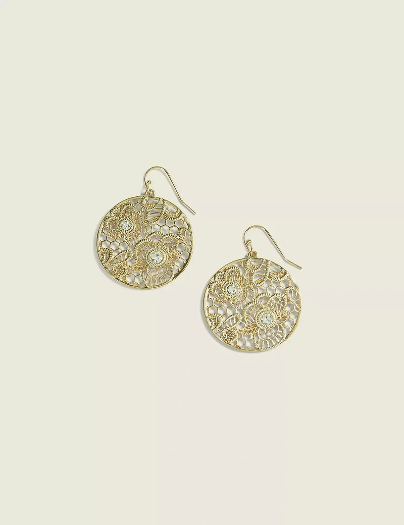 Goldtone Filigree Circle Drop Earrings