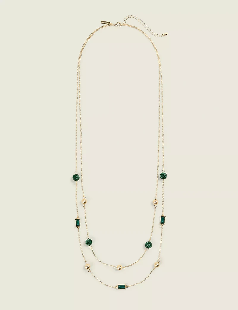 Green Fireball Multi-Row Necklace