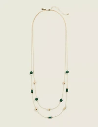 Green Fireball Multi-Row Necklace
