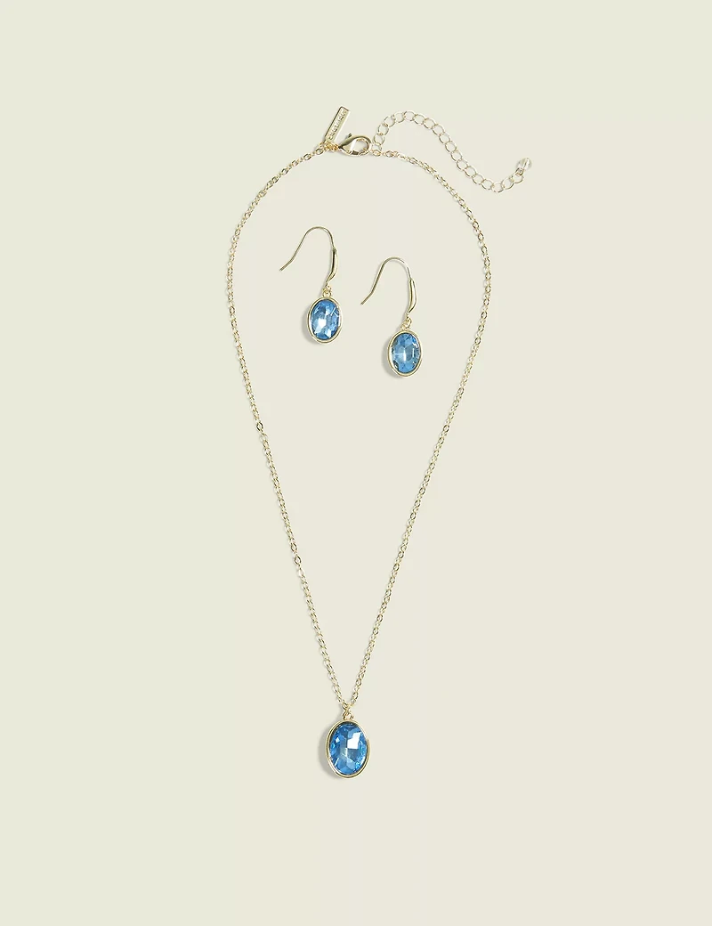 Blue Imitation Necklace & Earring Set
