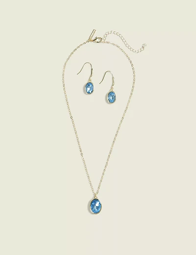 Blue Imitation Necklace & Earring Set