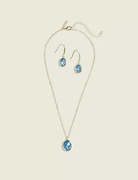 Blue Imitation Necklace & Earring Set