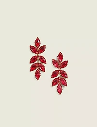 Red Petal Imitation Stone Drop Earrings